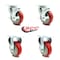 Service Caster 4 Inch Red Polyurethane Wheel Swivel Top Plate Caster Set with 2 Brake 2 Rigid SCC-20S414-PPUB-RED-TLB-TP3-2-R-2 - alternate 2